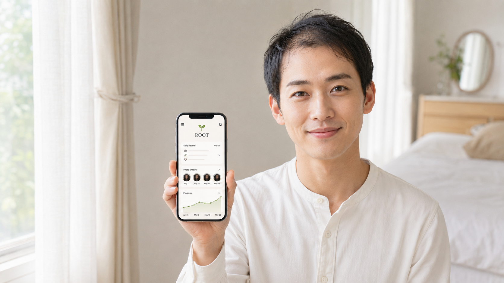 自然光の中でスマートフォンを操作する様子